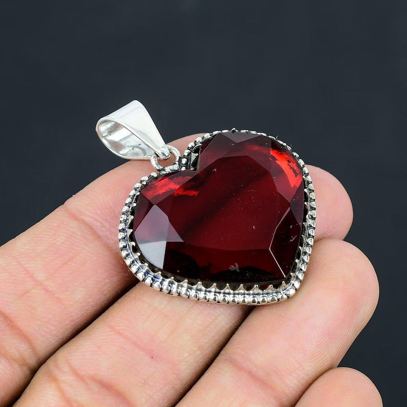 Mozambique Garnet Gemstone Handmade 925 Sterling Silver Jewelry Pendant Sz-2''