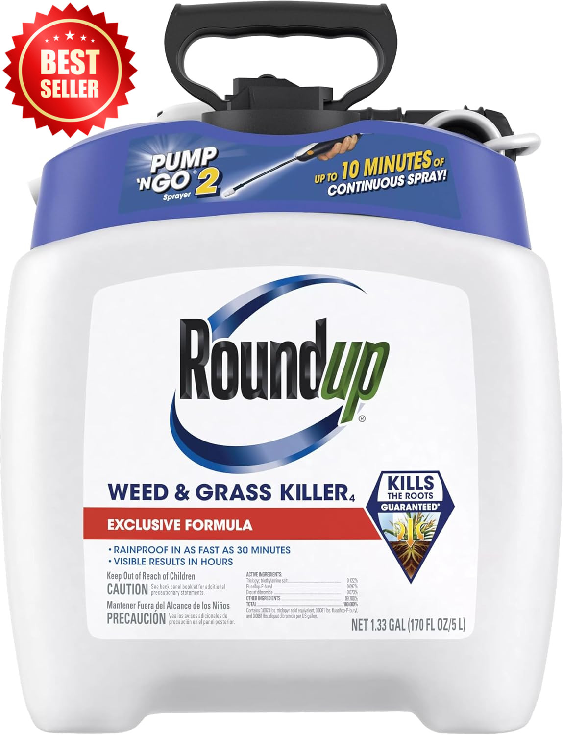 1.33 GAL Ready to Use Weed & Grass Killer w/ Pump Sprayer Lawn Garden US