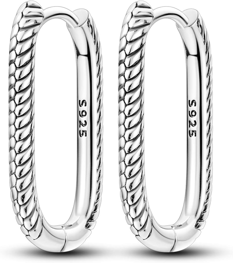 U-Shaped Hoop Earrings for Women 925 Sterling Silver Hoop Earrings U Shaped Earr