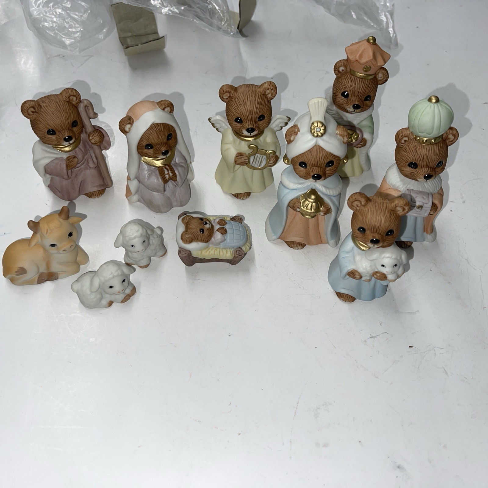 Teddy Bear Nativity Figurines – Complete 11-Piece Set – Homco 5412 – With...