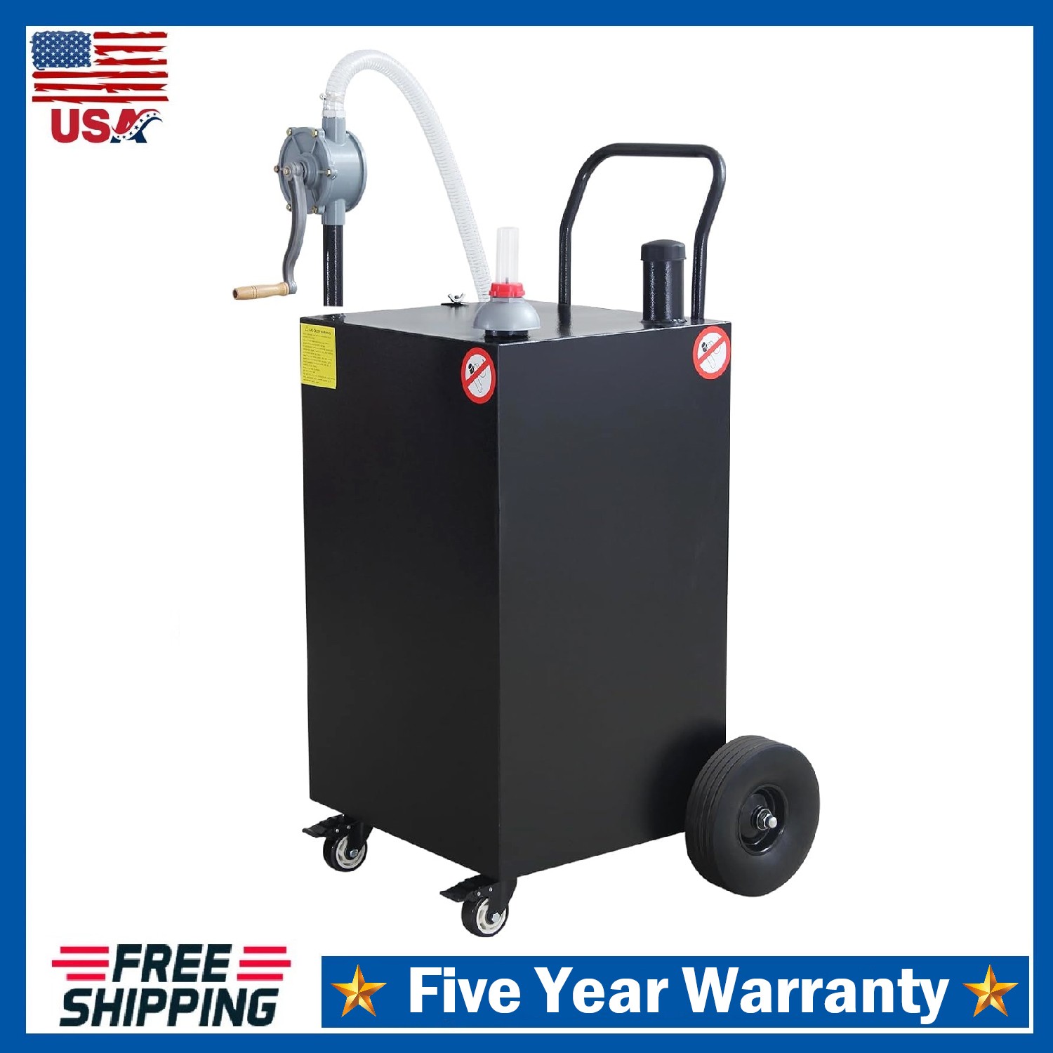 45 Gallon Gas Caddy Fuel Diesel Transfer Tank ,Wheels Portable Gas Storage Tank