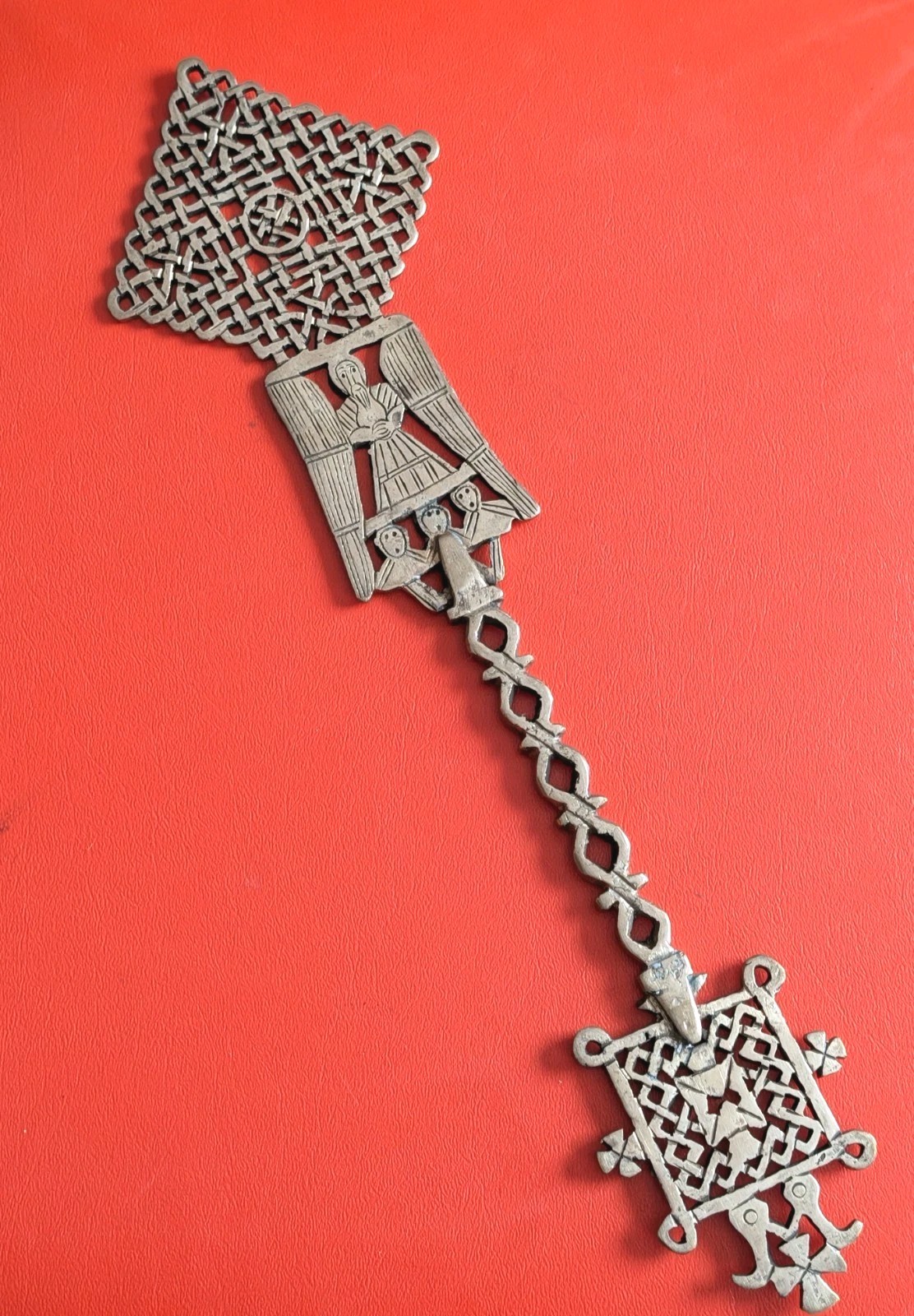 Antique-Style Ethiopian Orthodox Hand Cross – StGabriel & The Three Holy Youth