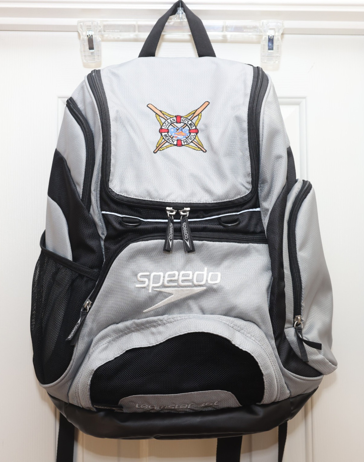 Ocean City MD Beach Patrol Backpack Gray Speedo Teamster 35L Swim Laptop Bag
