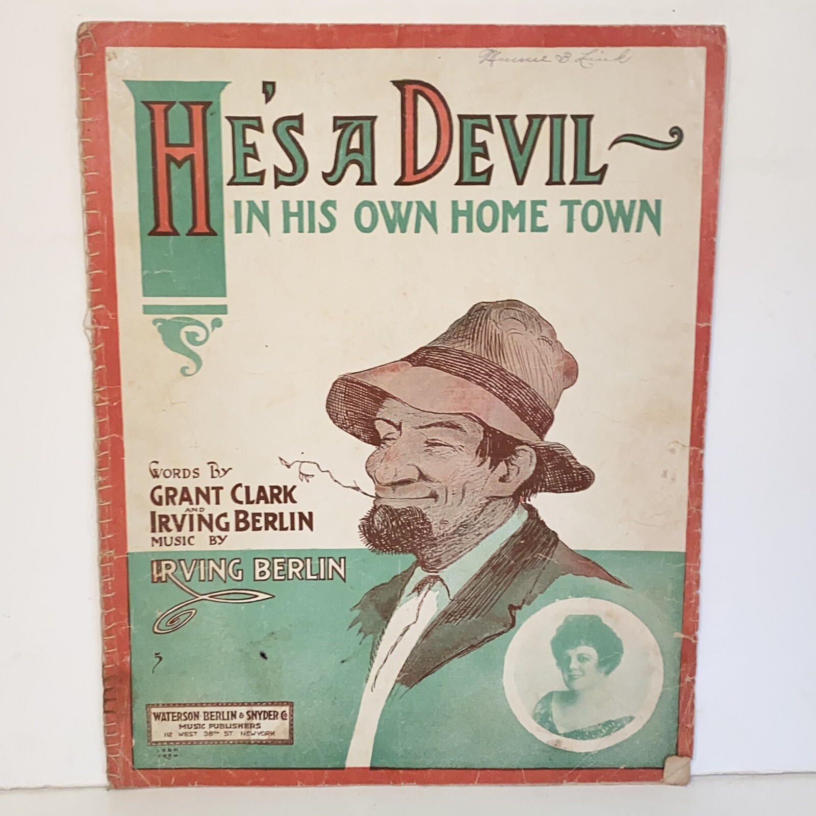 Antique 1914 He's A Devil In His Own Home Town Sheet Music
