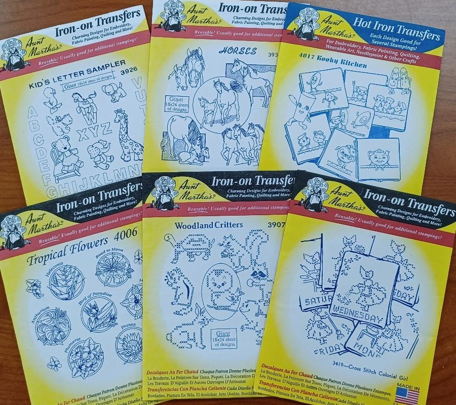 Aunt Martha's Iron On Transfers Animals Days Flowers Letters Kooky CHOICE