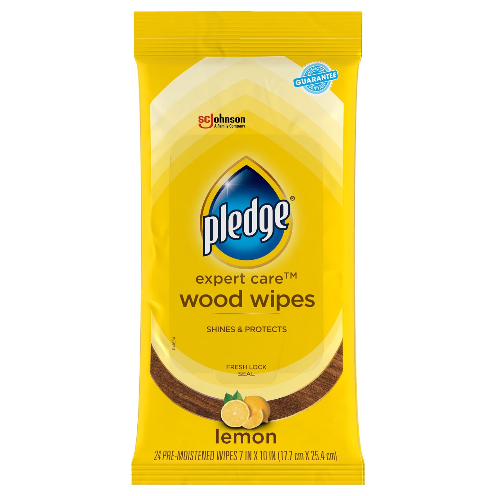 Pledge Expert Care Enhancing Wood Wipes, Lemon 24 Count (Pack of 1), 