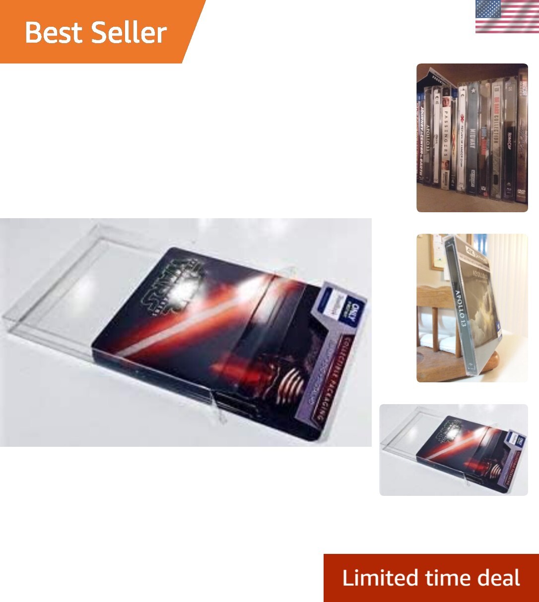 Premium Clear Sleeves for 25 Steelbooks - Adhesive-Free Design for Visibility
