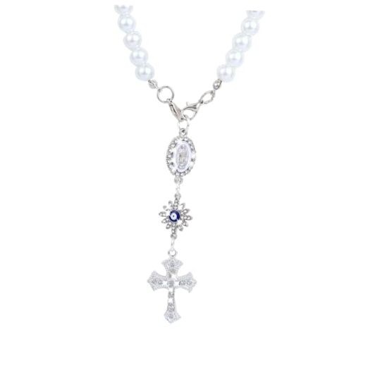 Cross Car Charm, Personalized Blessing Rear View Mirror Hanging Silver-D