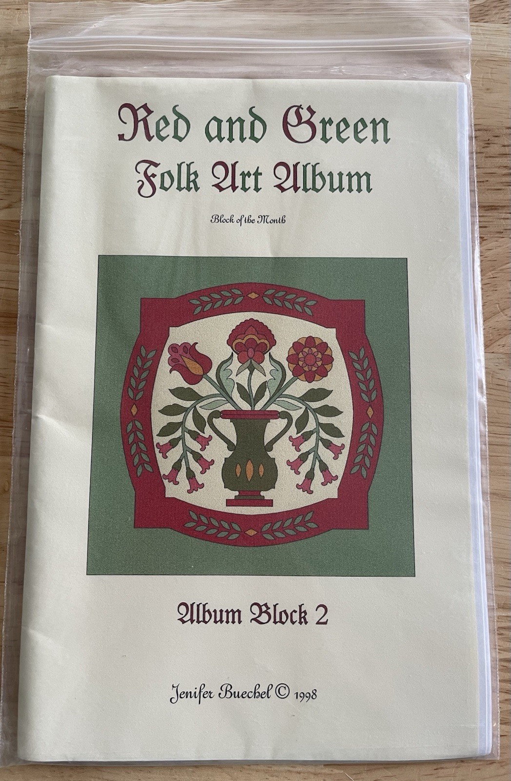 RED AND GREEN FOLK ART ALBUM Block Of The Month Pattern Block 2