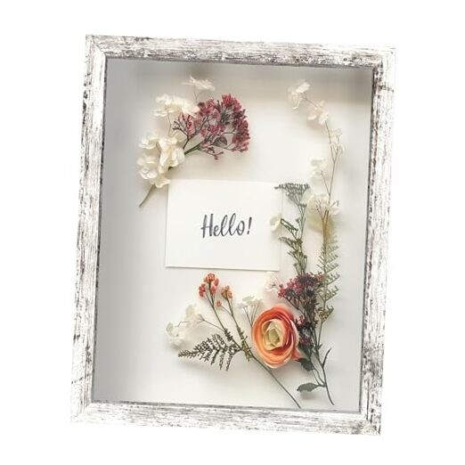  11x14 Driftwood Wooden Shadow Box Frame – Soft Felt 11"x14" White Driftwood