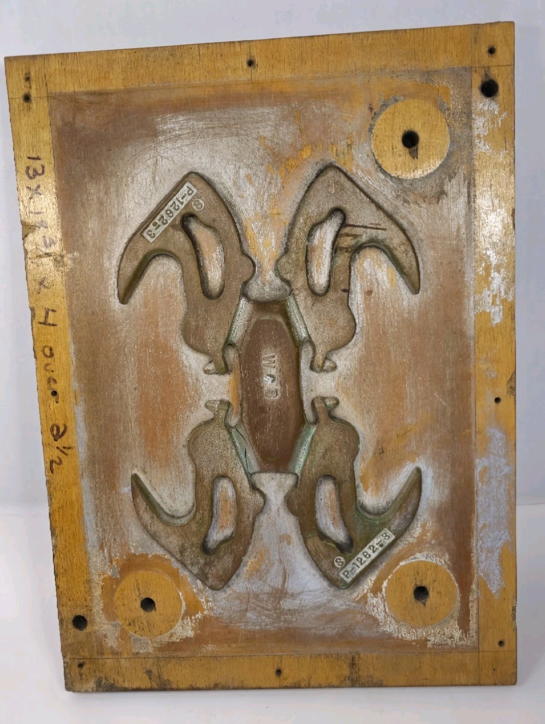 Vintage Foundry Factory Mold Form Wood Sculpture Industrial Steampunk Decoration