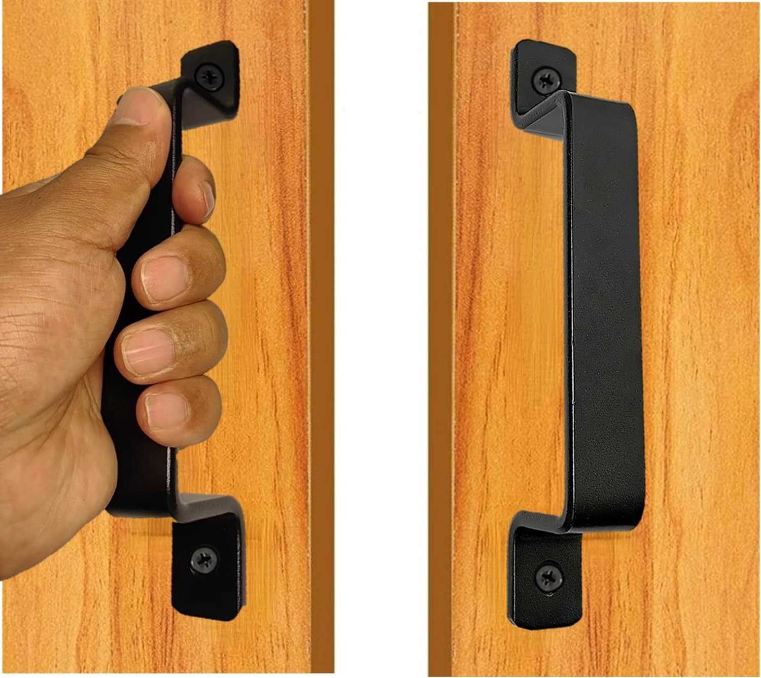 Premium Barn Door Handles Black,7.4 Inch,2 Packs,Heavy Duty Rustic Metal Pulls f