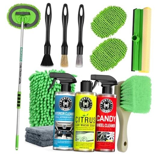  Complete Car Wash Cleaning Kit with Car Wash Brush, Car Wash Soap, Interior 