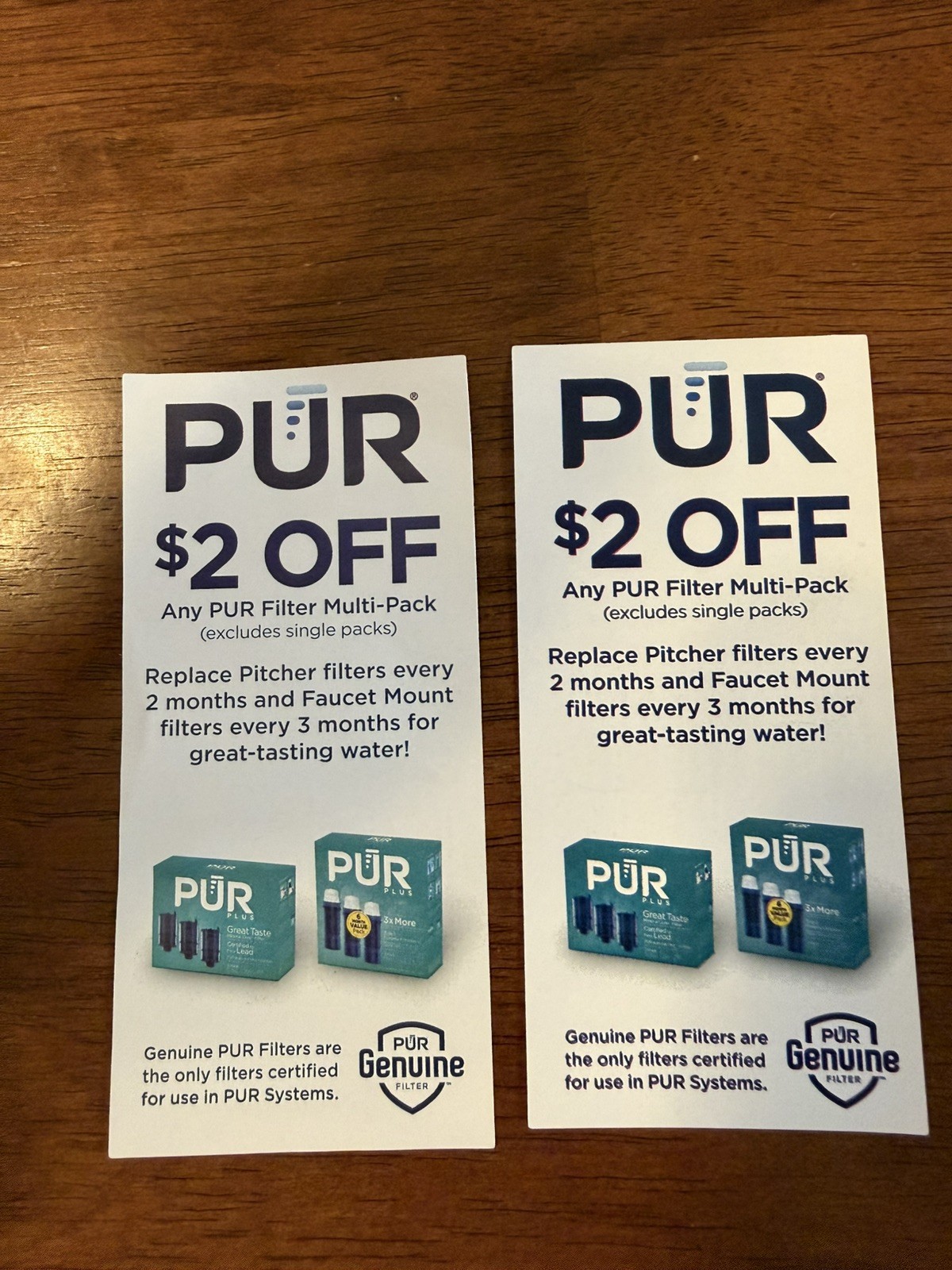 PUR Water Filter Replacement Cartridges Multi-pack 2 Of $2 Off Coupon (worth $4)