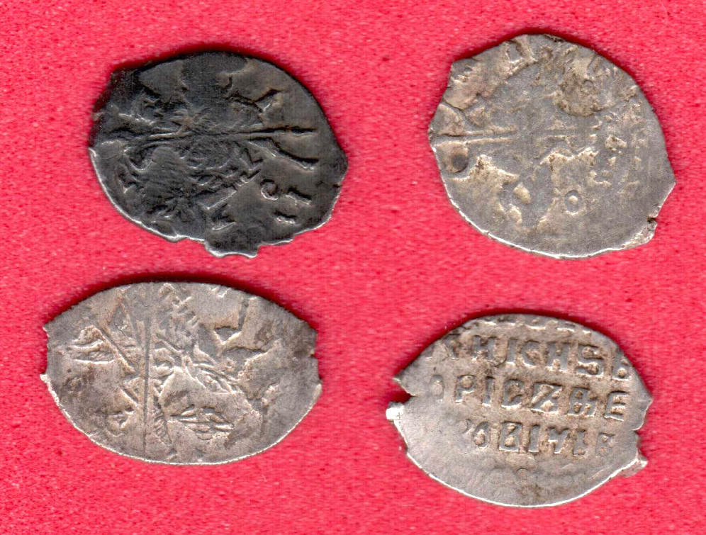 Russia Wire Silver Kopecks Boris Godunov Moscow ca 1604 Lot of 4 Coins 5256