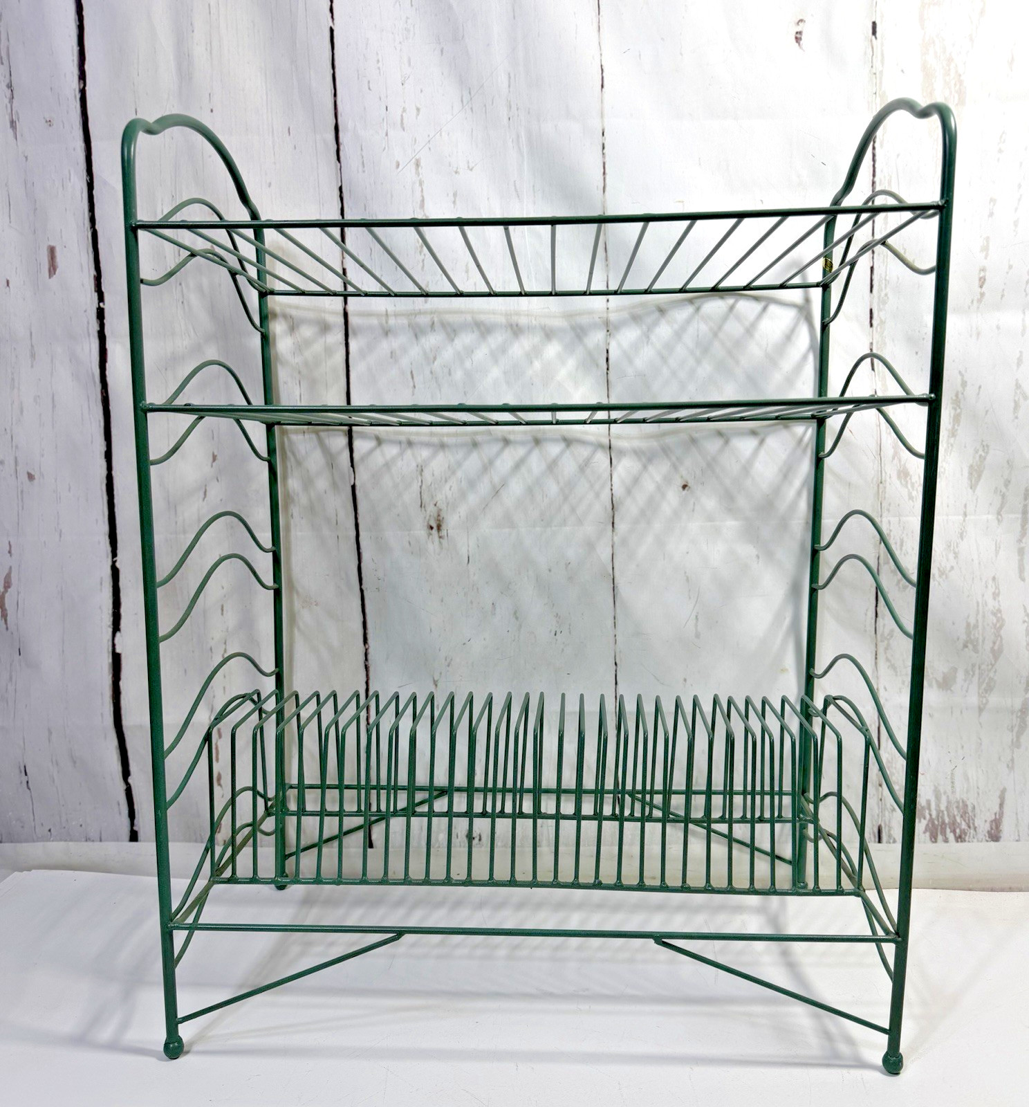 VINTAGE MCM METAL WIRE LP VINY ALBUM/ RECORD PLAYER HOLDER STORAGE STAND 20"X26"
