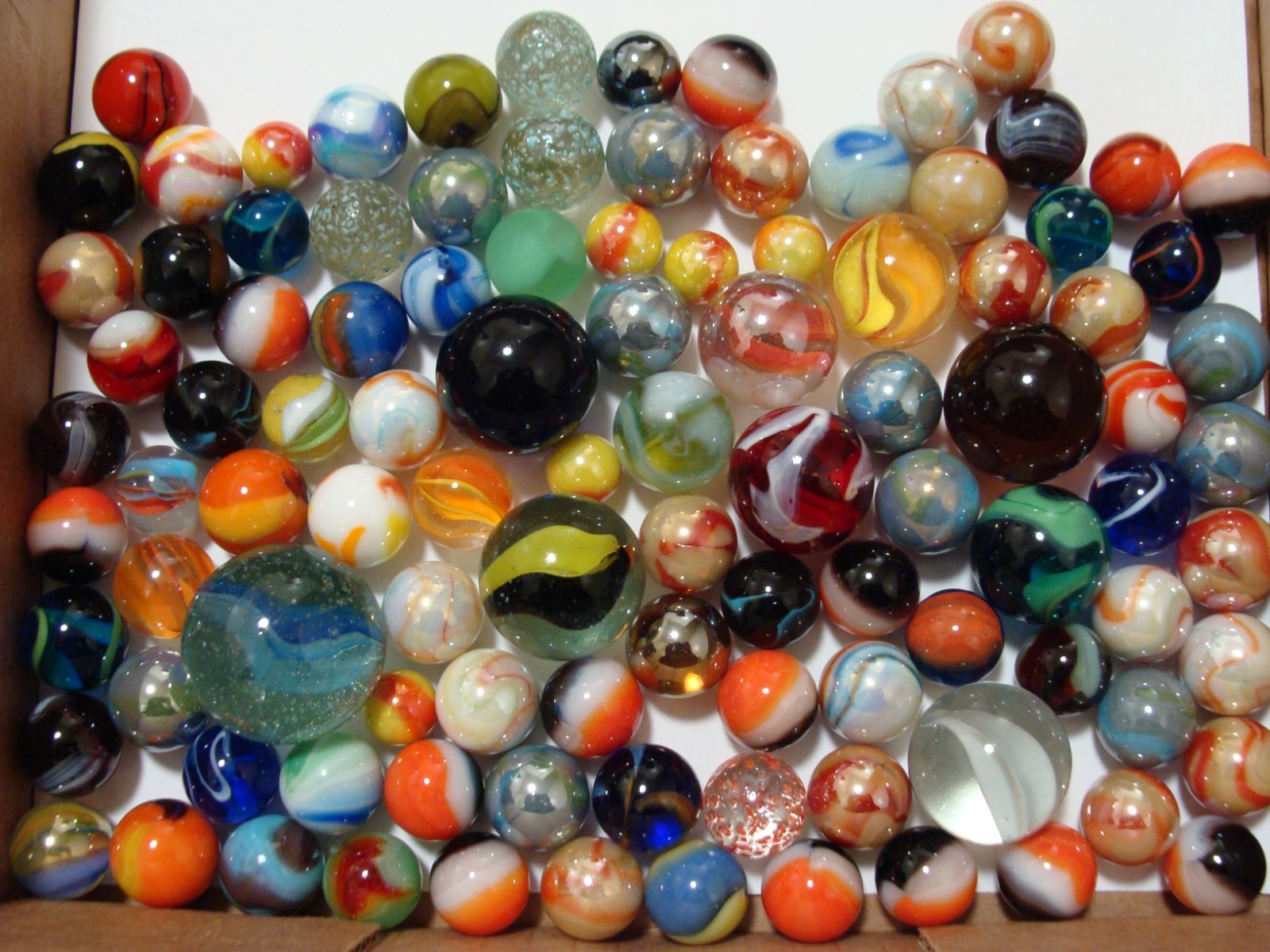 100 Glass Marbles Modern Collector Swirls Multicolor Vacor Shooters Gift Player