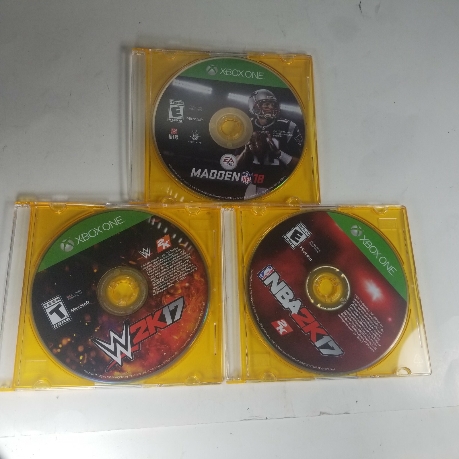WWE 2K17, NBA 2k17, Madden 18 Microsoft Xbox One Lot of 3 Games