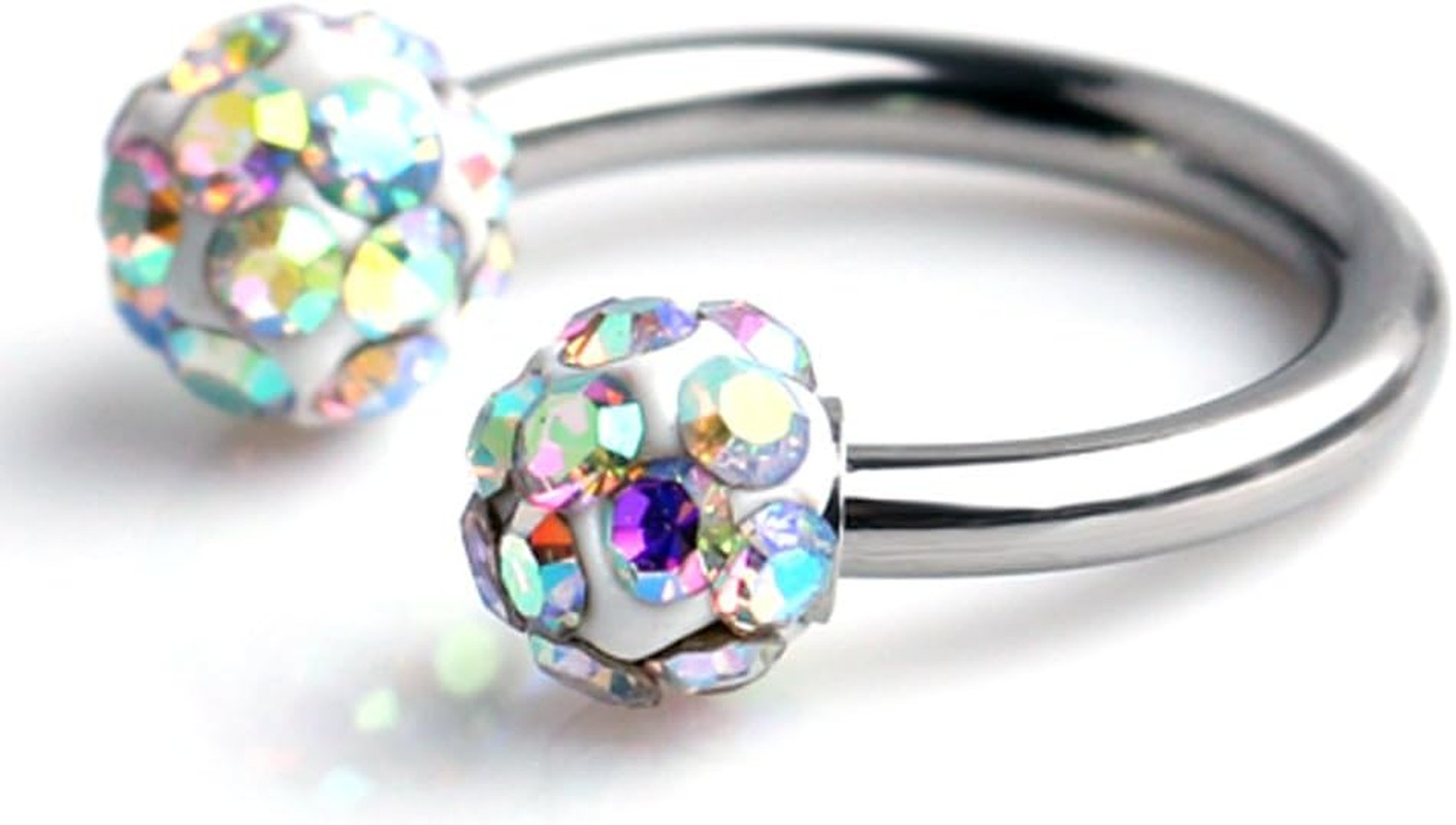 Crystal Nose Septum Horseshoe Earring Eyebrow Lip Helix Tragus Cartilage Piercin