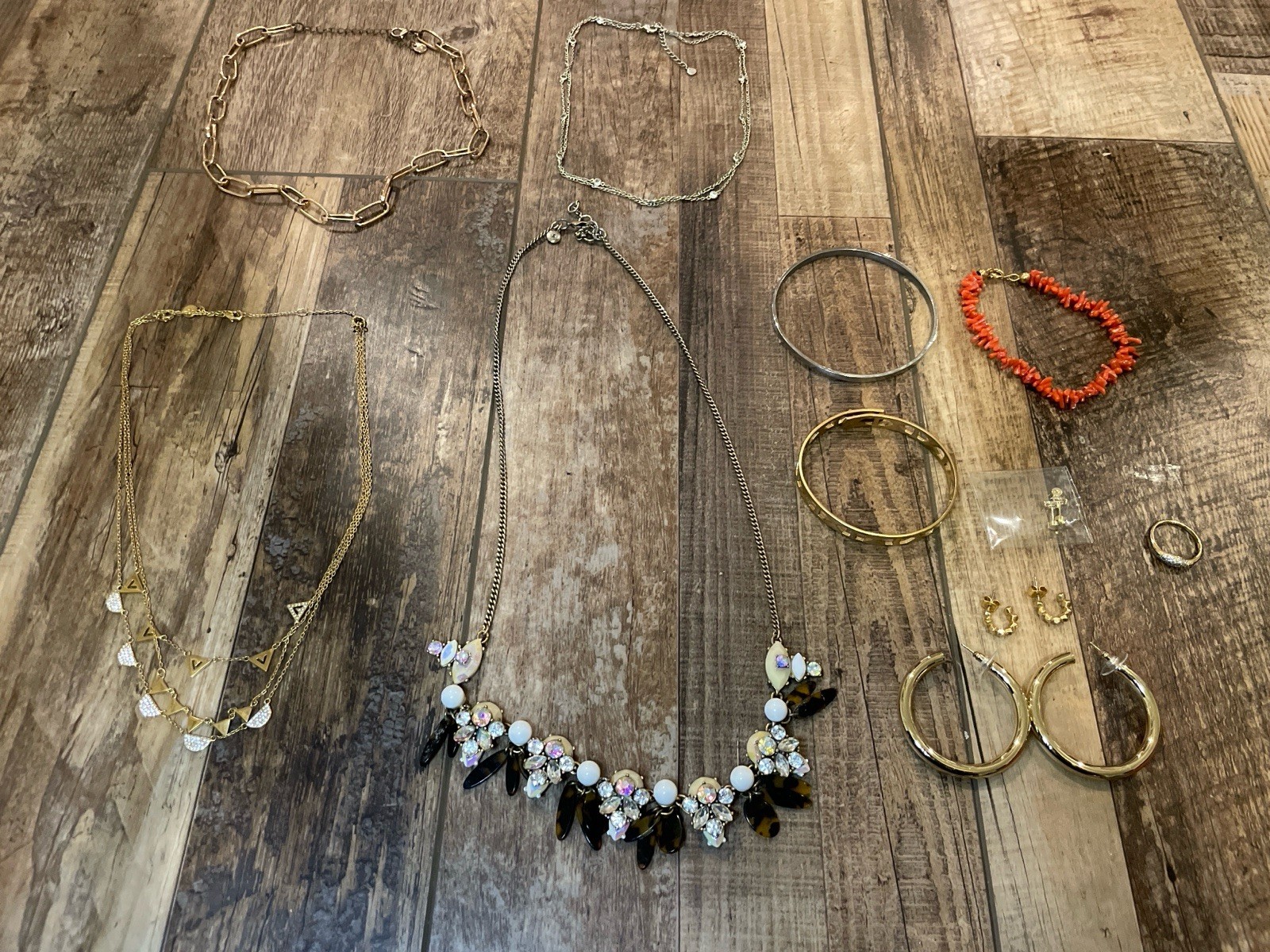 J.Crew Stella & Dot Mixed Costume Jewelry Lot 11pc Necklaces Bracelets Earrings