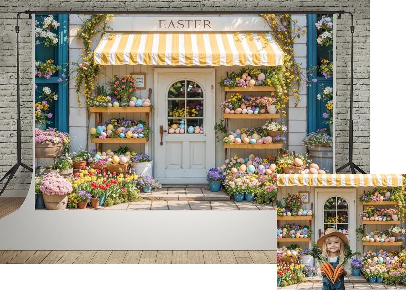 7x5ft Celebrating Spring Happy Easter Backdrops Tulips Flowers Eggs Decor Pro