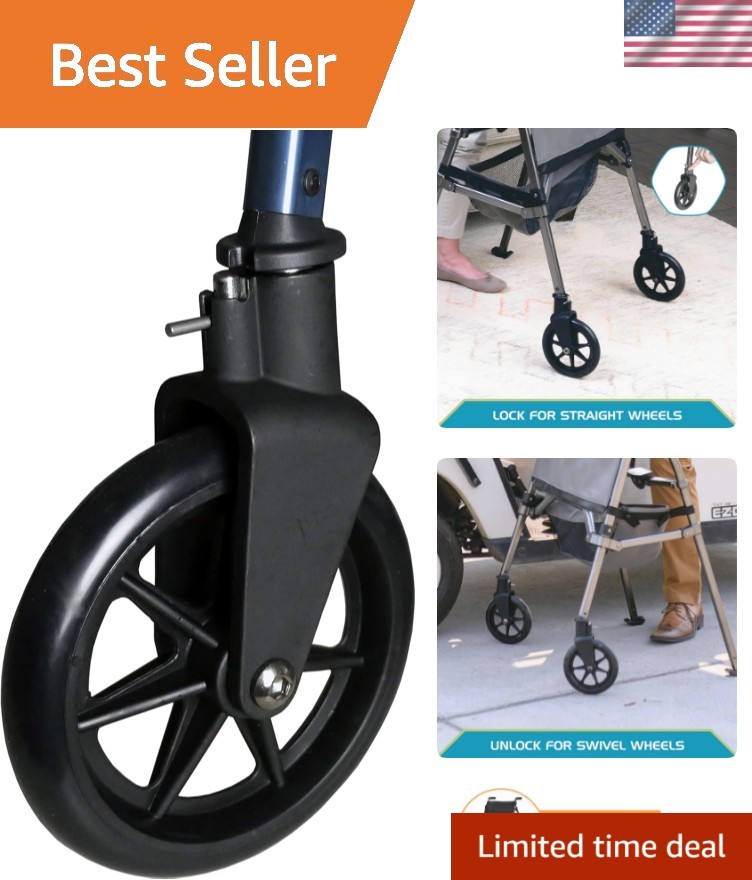 Locking-Swivel Front Wheel Kit, 6-inch Replacement Wheels for Wonder Walkers ...