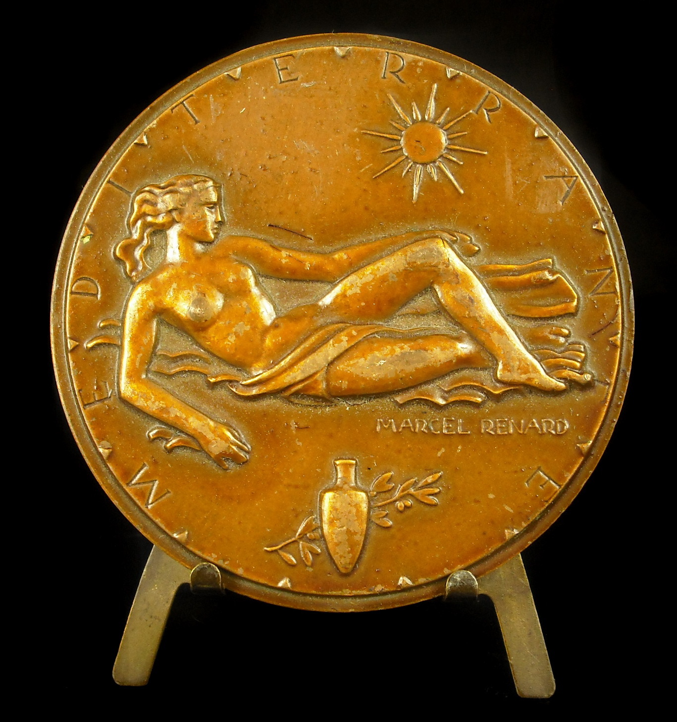 Medal Allegorie de La Mediterranean Sea S Marcel Fox Naked Woman 71mm Medal