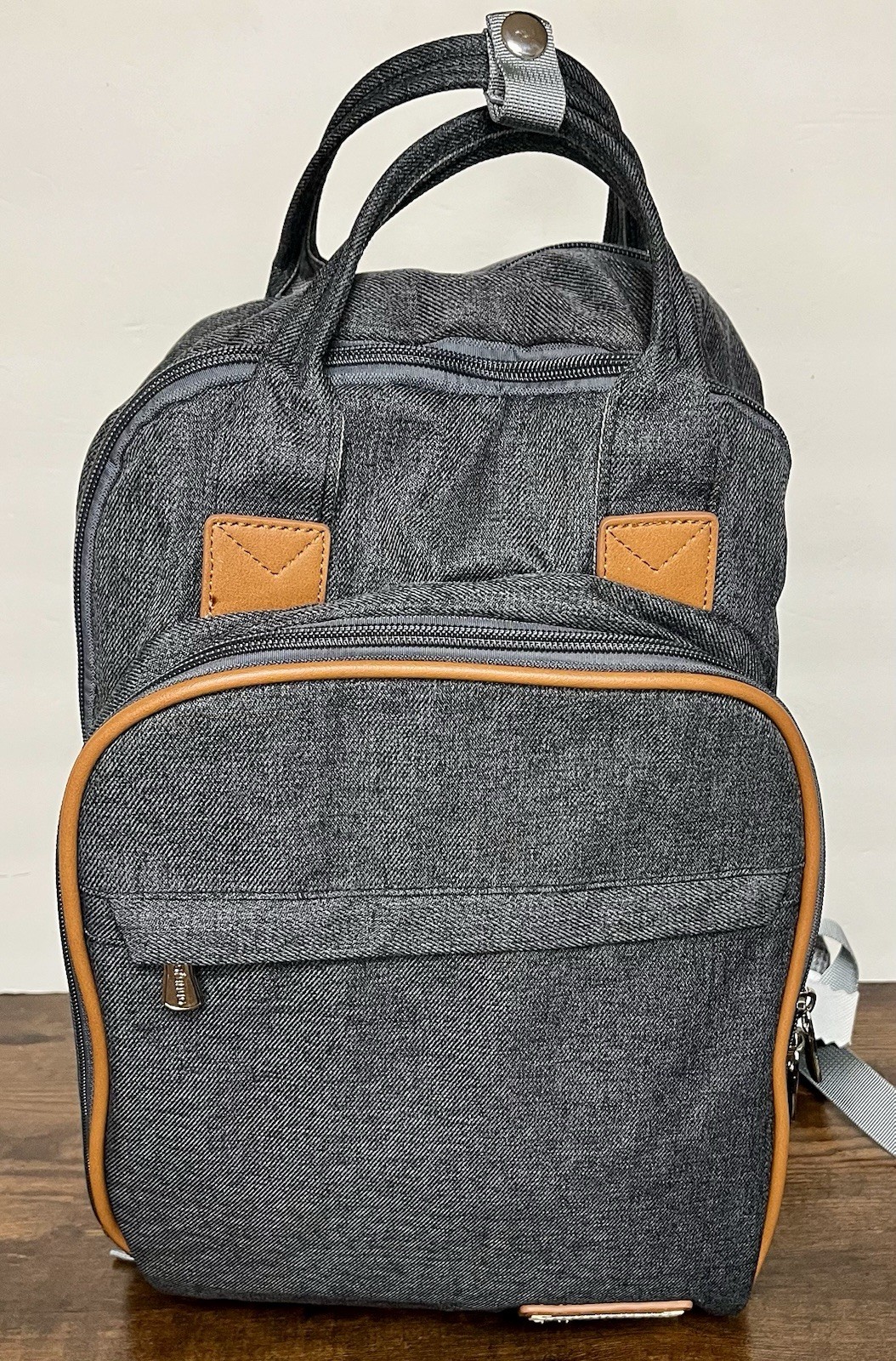 Pofunuo Mommy Bag Baby Diaper Nappy Backpack Gray Waterproof Unisex 