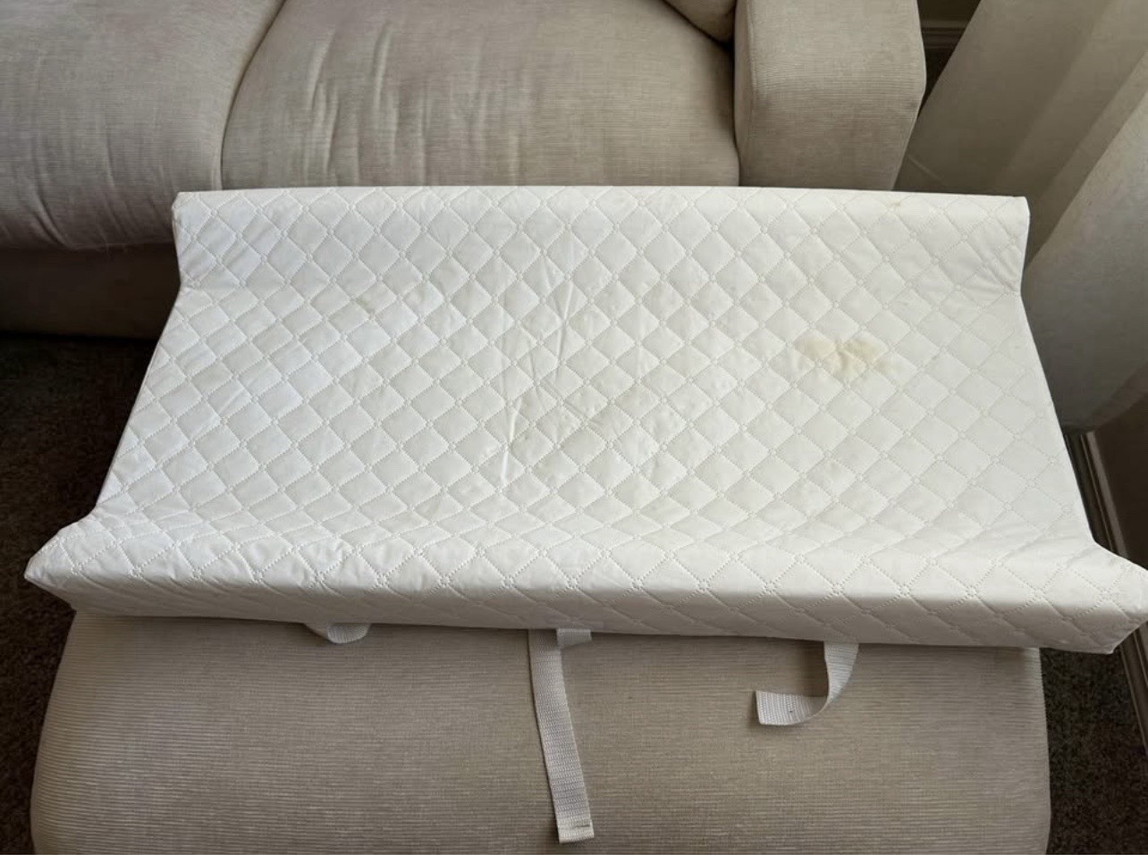 White Quilted Padded Portable Baby Changing Pad with Safety Straps