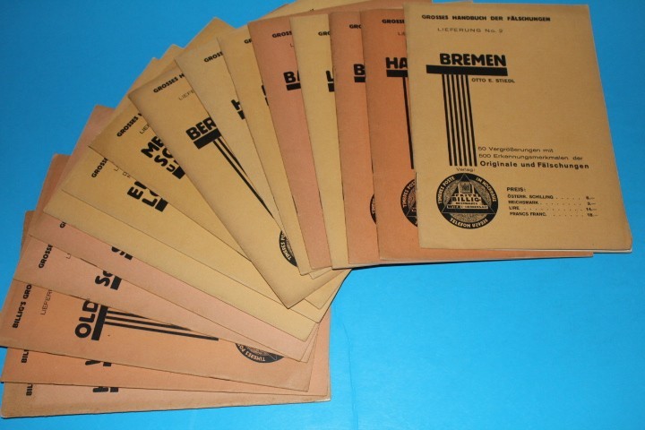 Billig's Forgeries Handbook Stiedl 16 Different German areas BlueLakeStamps NICE
