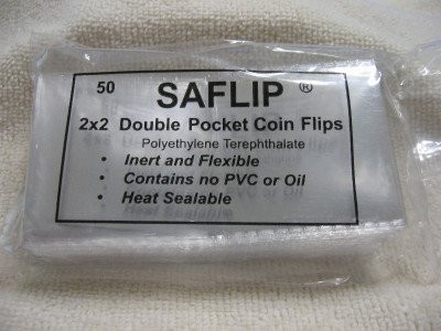 Double Pocket Safety Coin Flips (2" x 2", 50 Flips)