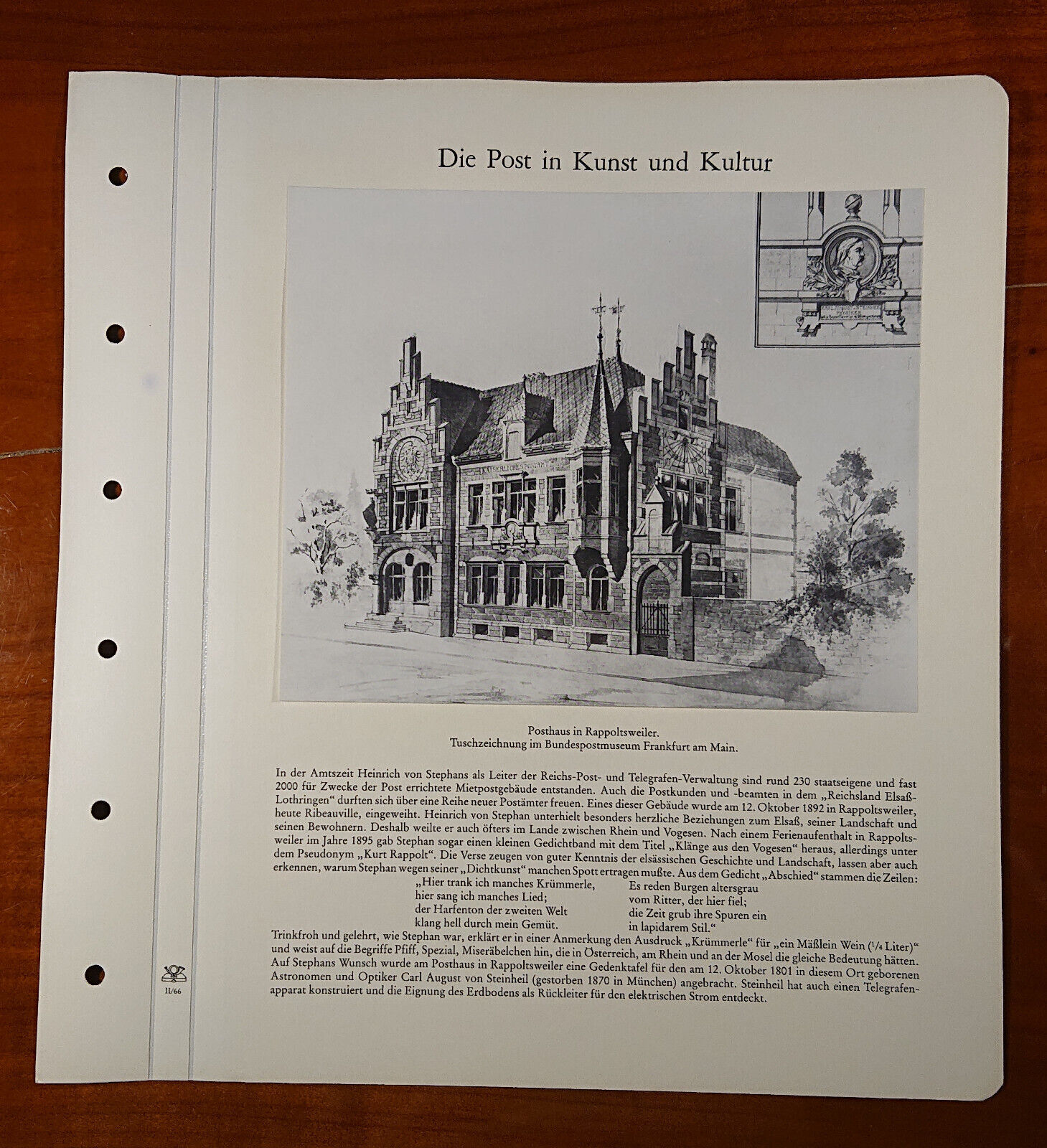 Template Sheet Post Art & Culture Posthouse Rappoltsweiler Ink Drawing Reprint