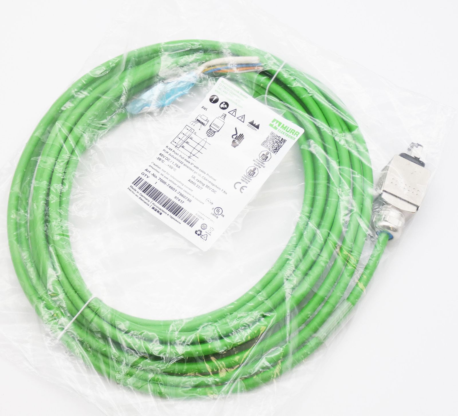 Murr Electronics 7000-74601-7960750 PUR 1x4xAWG22 UL/CSA + Towing 7.5m -unused-