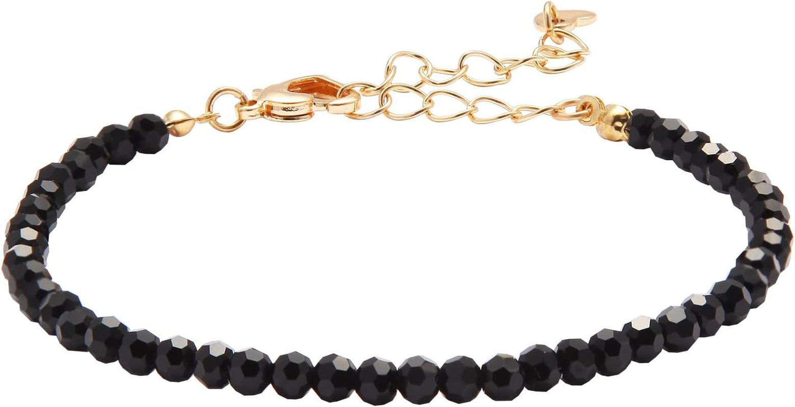 Black Tourmaline Bracelet for Women Handmade Beaded Bracelets Natural Crystal St