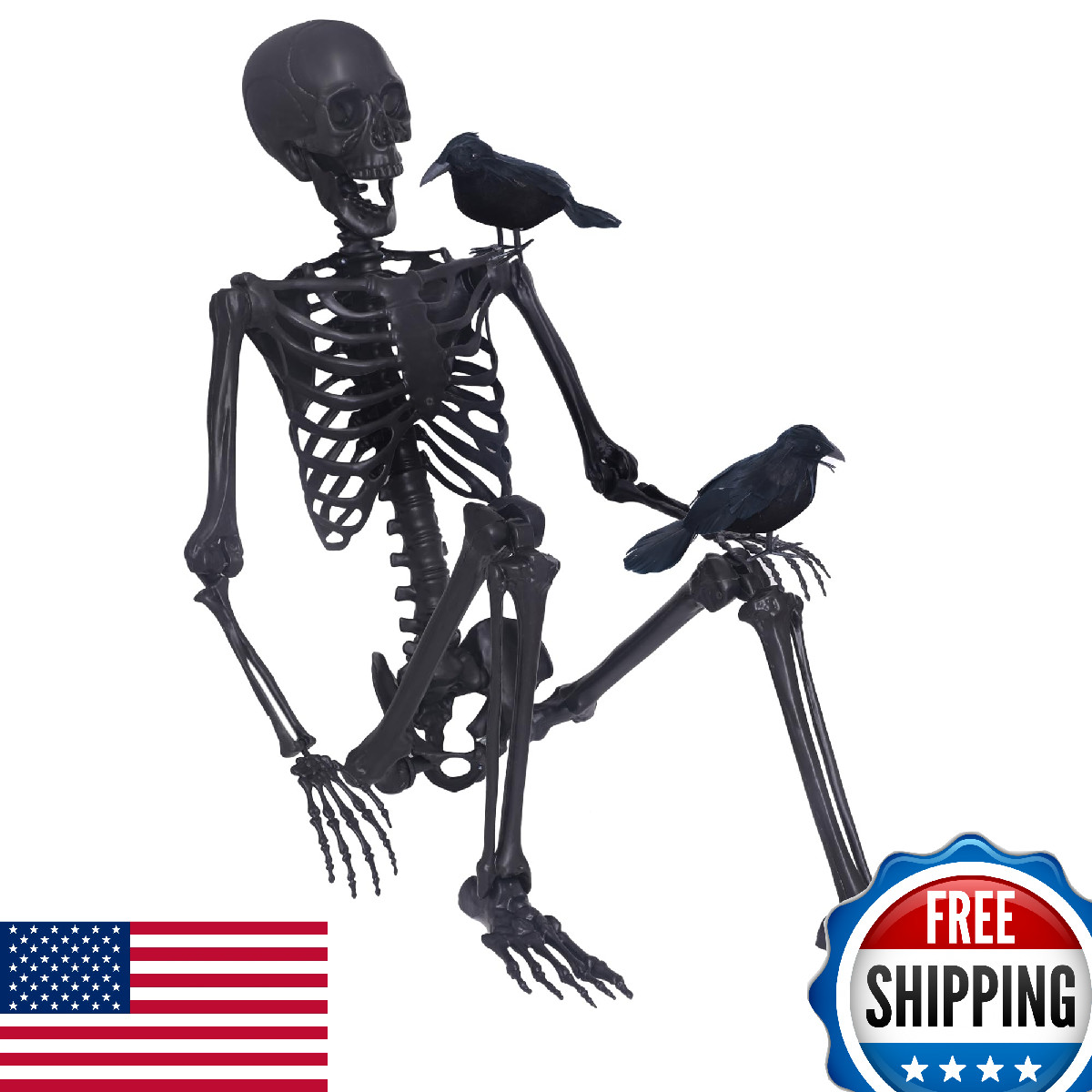 5.4Ft Posable Full Size Halloween Skeleton with Movable Joints