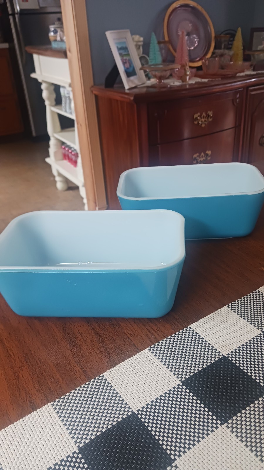 Vintage Pyrex Blue Refrigerator Dishes Set Of 2