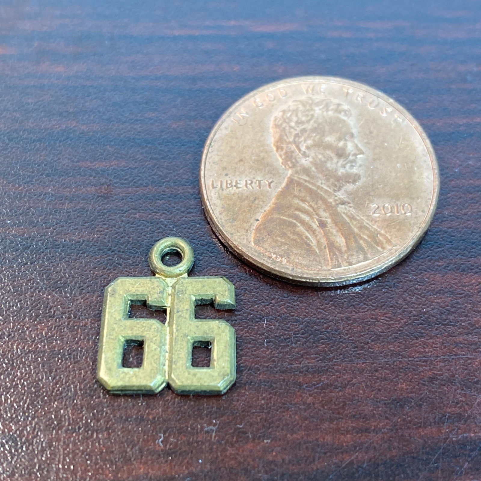 66 College High School University 1966 Prom Charm Pendant Gold Toned Brass Metal