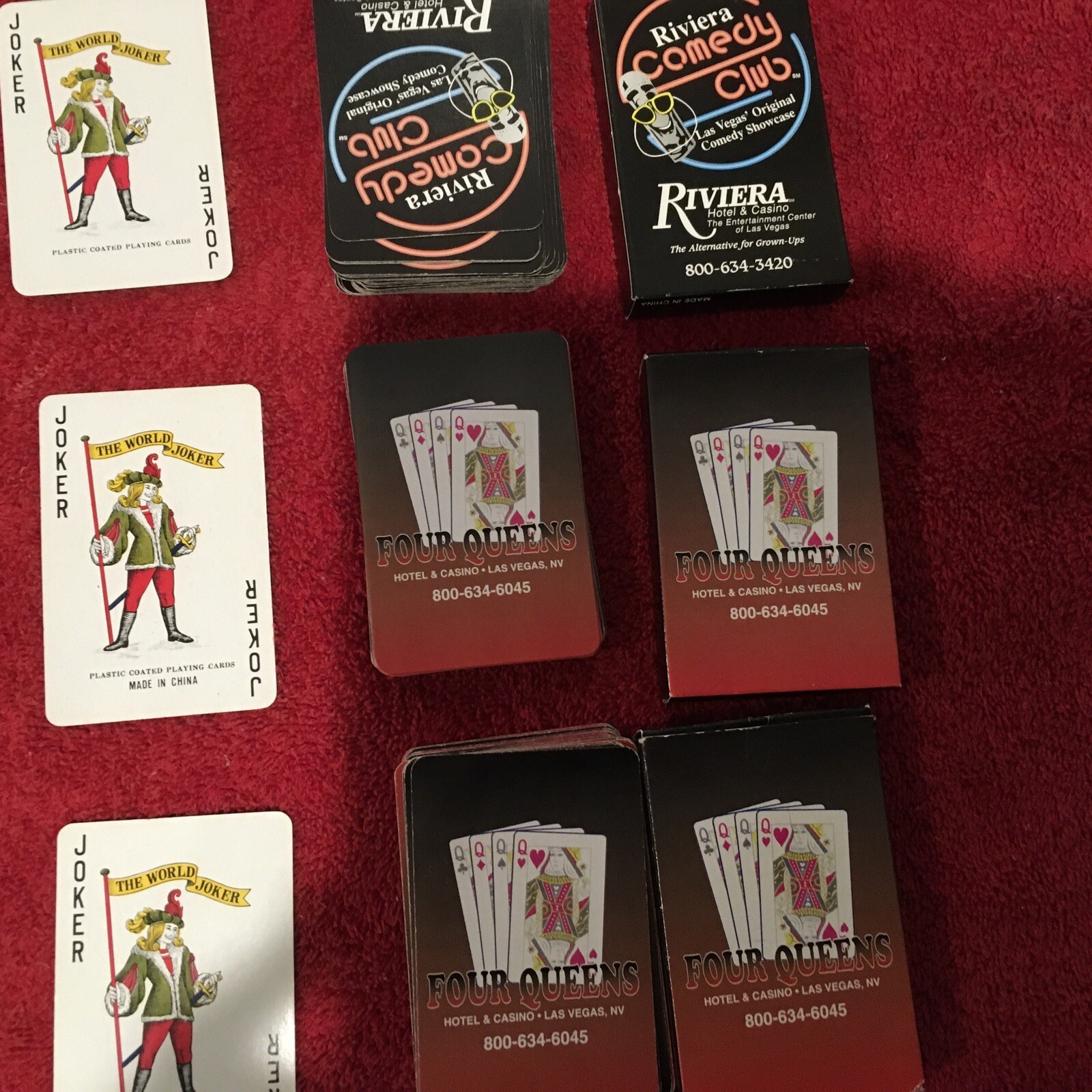 Four Queens Las Vegas Playing Cards Deck & Riviera Comedy Club Complete 3 sets