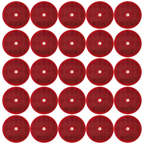 Class A 3-3/16" Round Reflector with Center Mounting Hole - 2 Pack for 25 Red