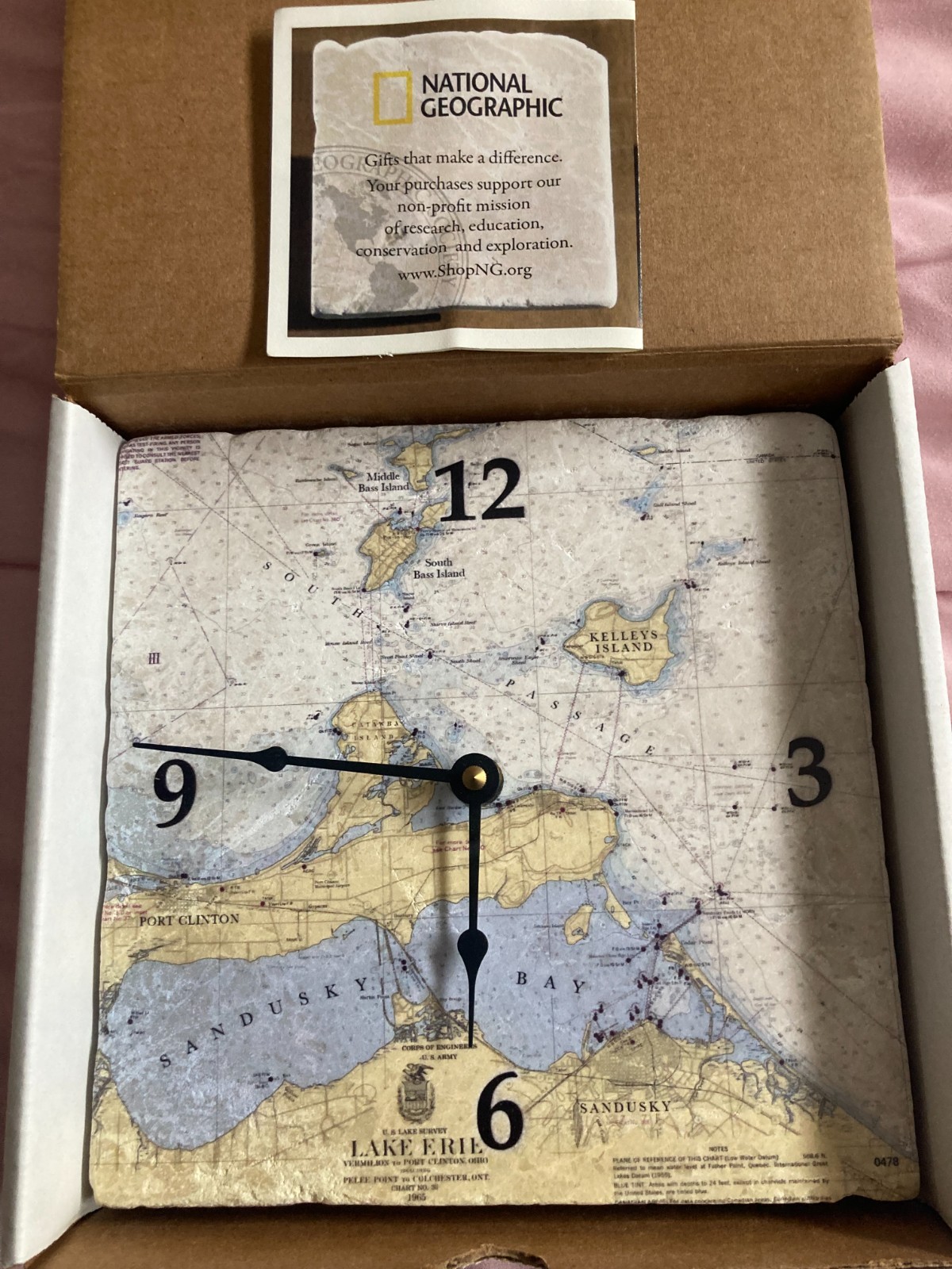 Kelley's Bass Islands & Put-in-Bay  / Map Lake Erie Islands Clock New in box