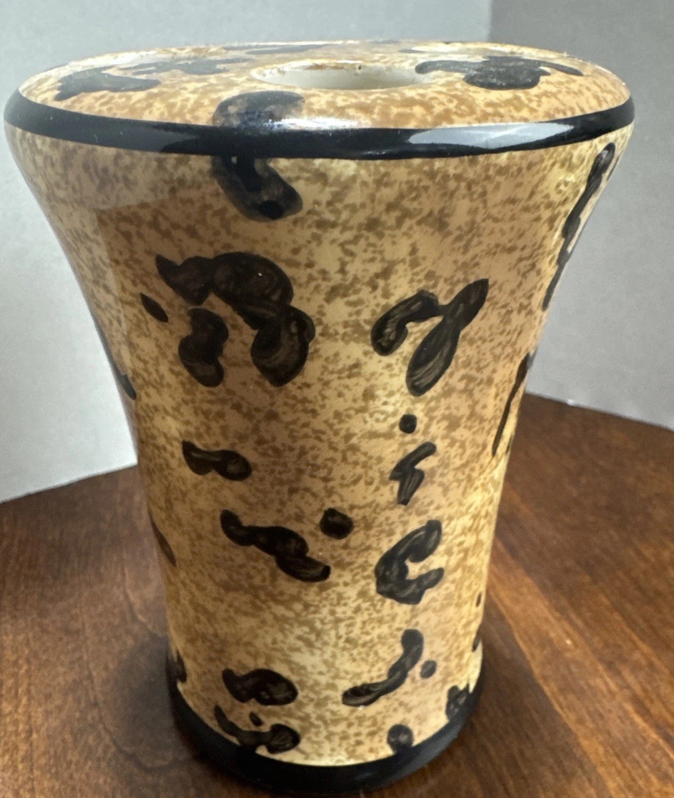 Vtg Home Interiors Ceramic Tooth Brush Holder Leopard Print 4.75 In