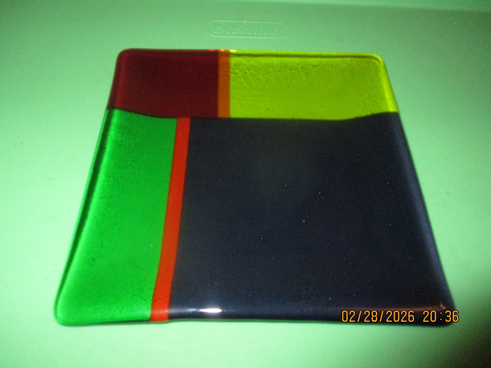 Artesian Handmade Colorful Fused Glass Trinket Dish (Signed) 6 1/4"