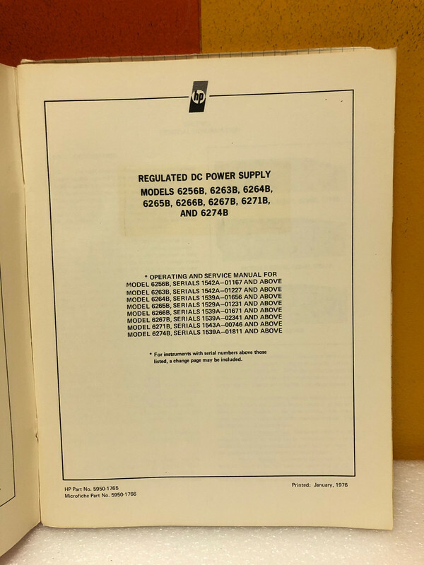 HP 5950-1765 Power Supply 6256B 6263B 6264B 6265B 6266B 6267B 6271B 6274B Manual