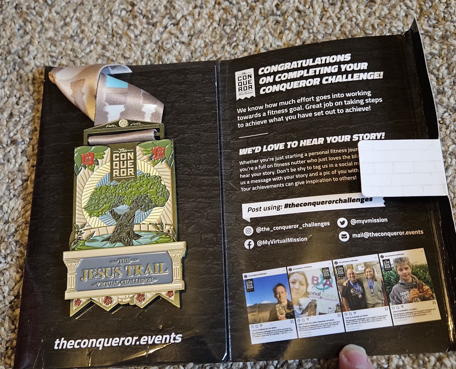 The Conqueror Virtual Challenge Medal Jesus Trail