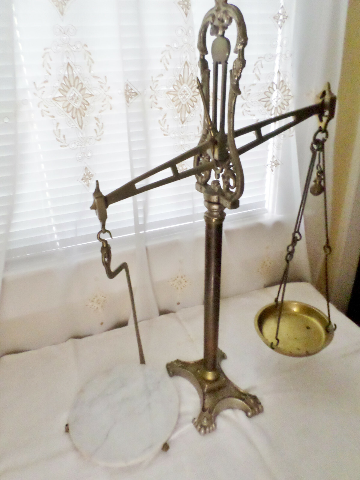 Antique Ornate Brass & Nickel England Store/Mercantile Apothecary / Candy Scales