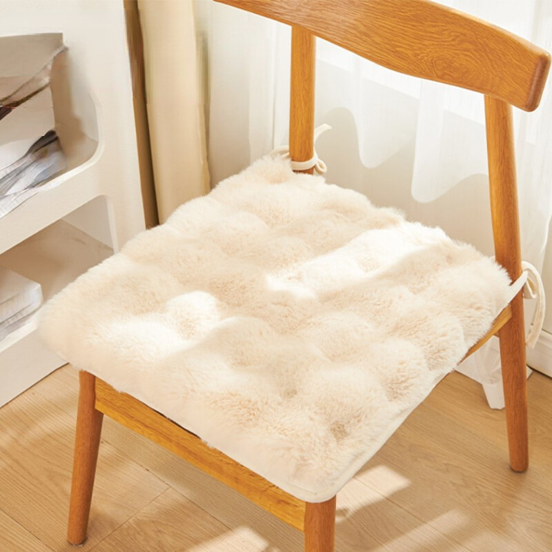 Faux Rabbit Fur Seat Cushion Chair Pad Thermal Office Indoor Winter Plush Furry