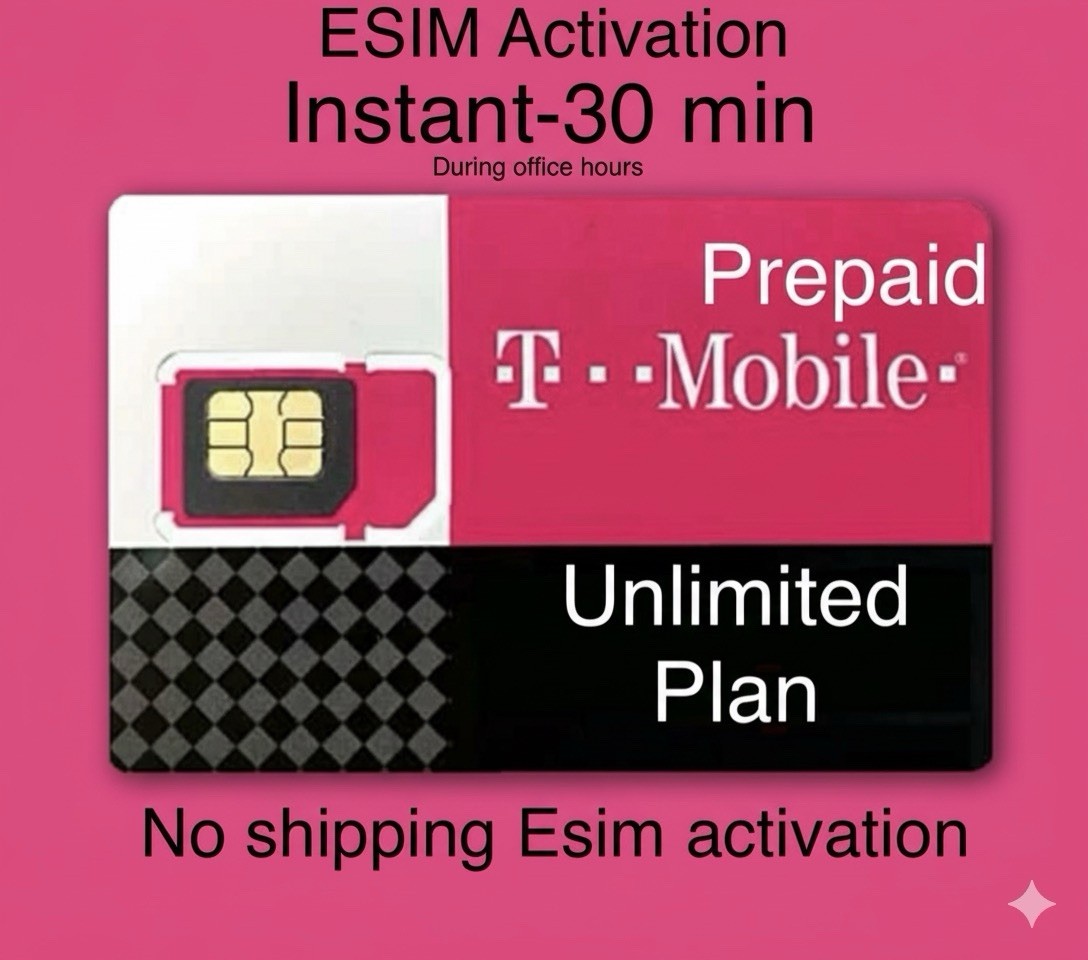 60 days Prepaid $15 plan Unlimited Talk,T 5GB eSIM activation 4USA  no sim card