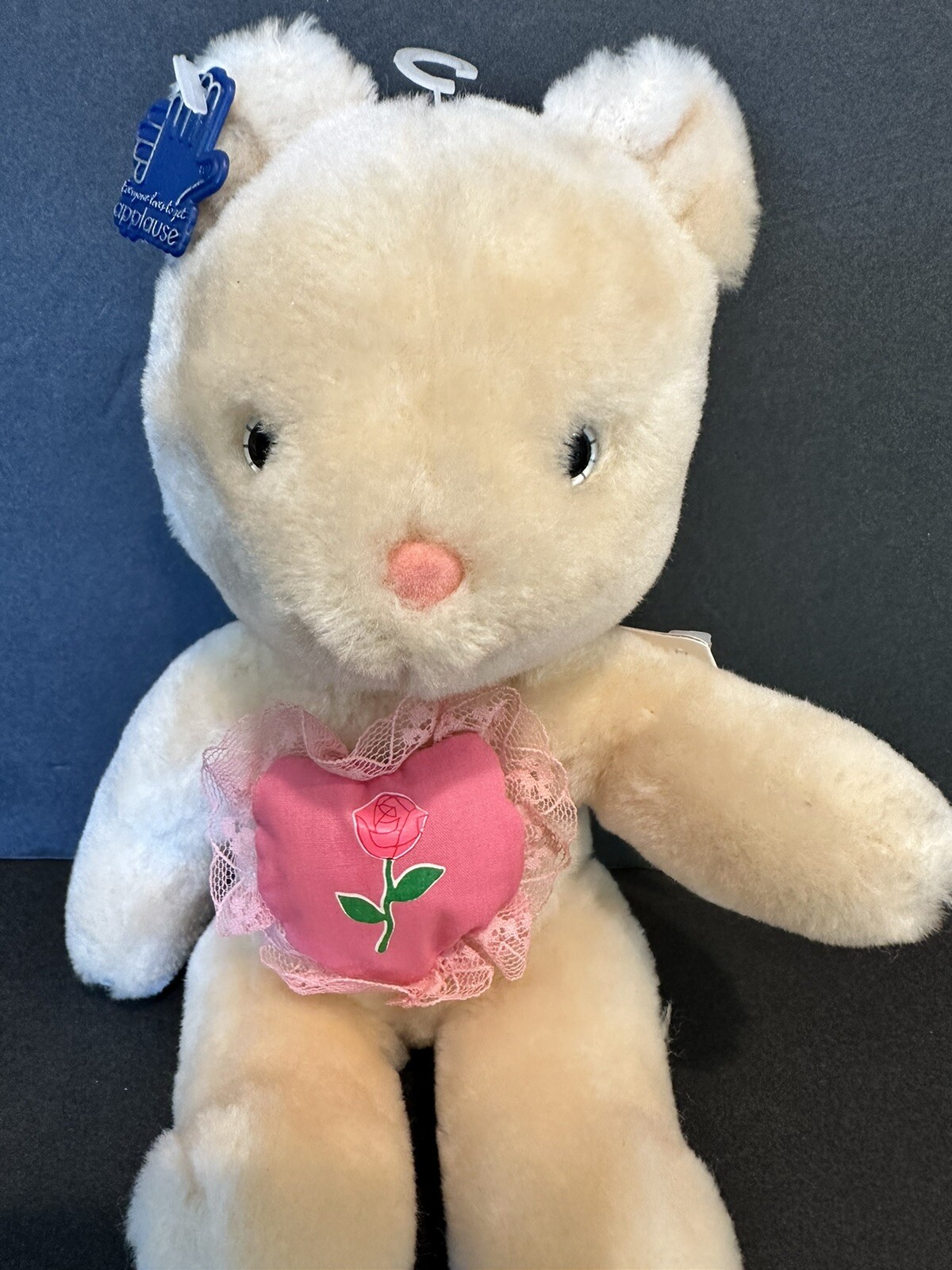 Plush 1984 Applause Teddy Bear Valentine Day Heart 8” Stuffed Animal Vintage