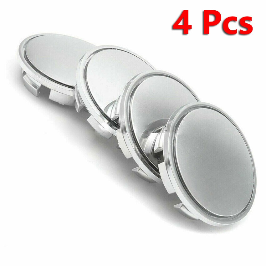 4 Pcs Emblem Wheel Rim Accessories Chrome Silver Car 68mm Hub Caps Cover Cap