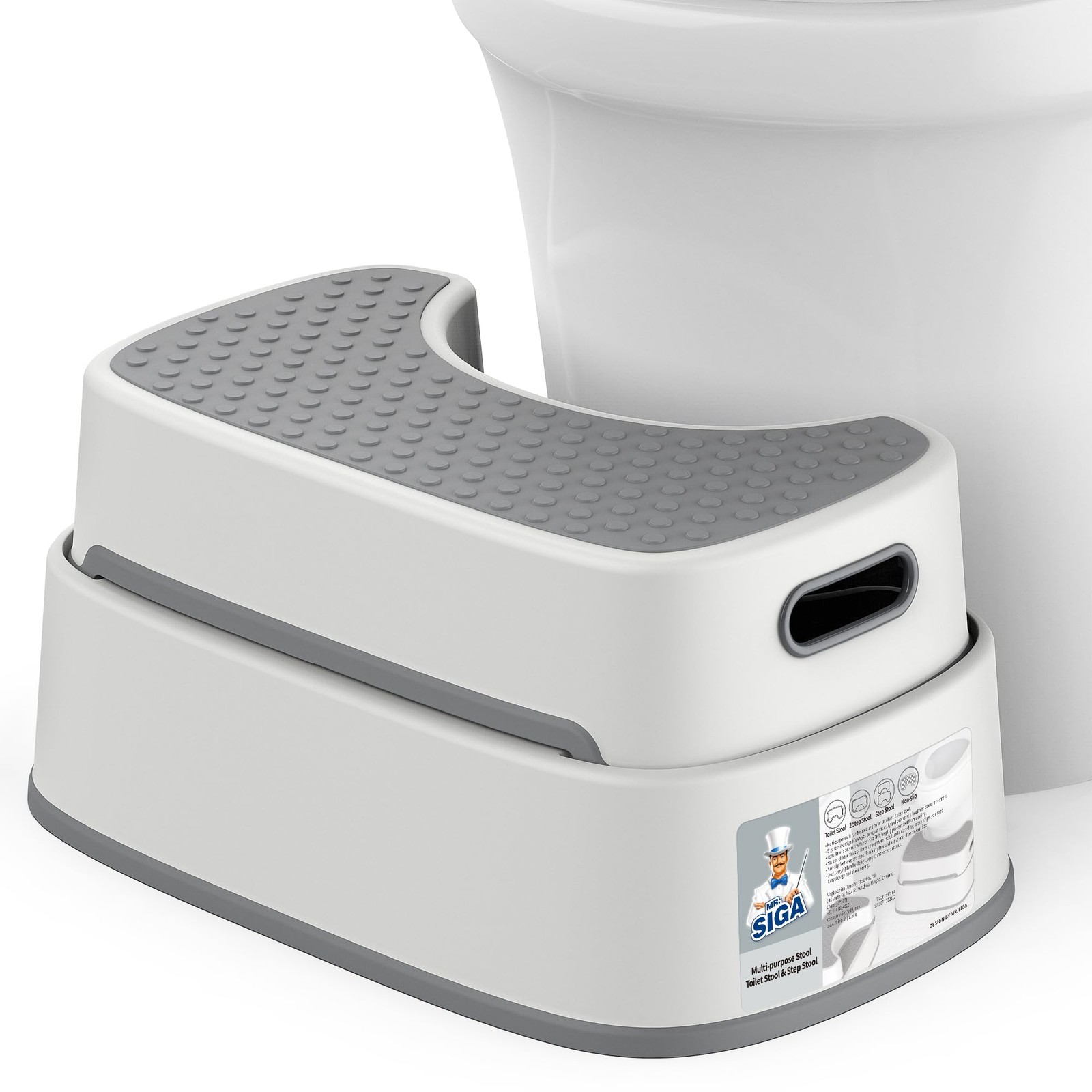 Toilet Stool for Adults  Kids, Heavy Duty Anti-Slip Bathroom Step, Off-White